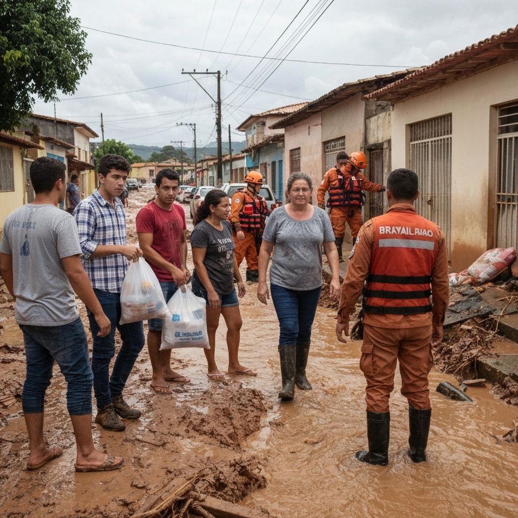 Voluntários ajudando vítimas